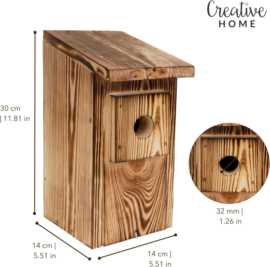Creative Home Nistkasten für Vögel für Draussen Wetterfest | Geflammt | Vogelnistkasten aus Kiefernh