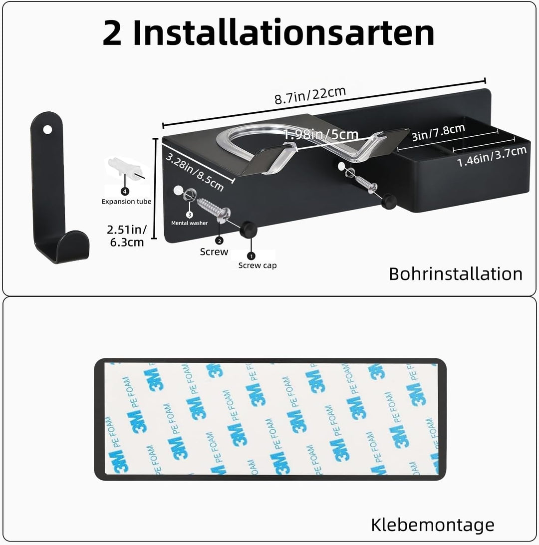 Föhn Halterung für Haartrockner und Glätteisen, Edelstahl Fönhalter Ohne Bohren, Fönhalter Wand Ohne