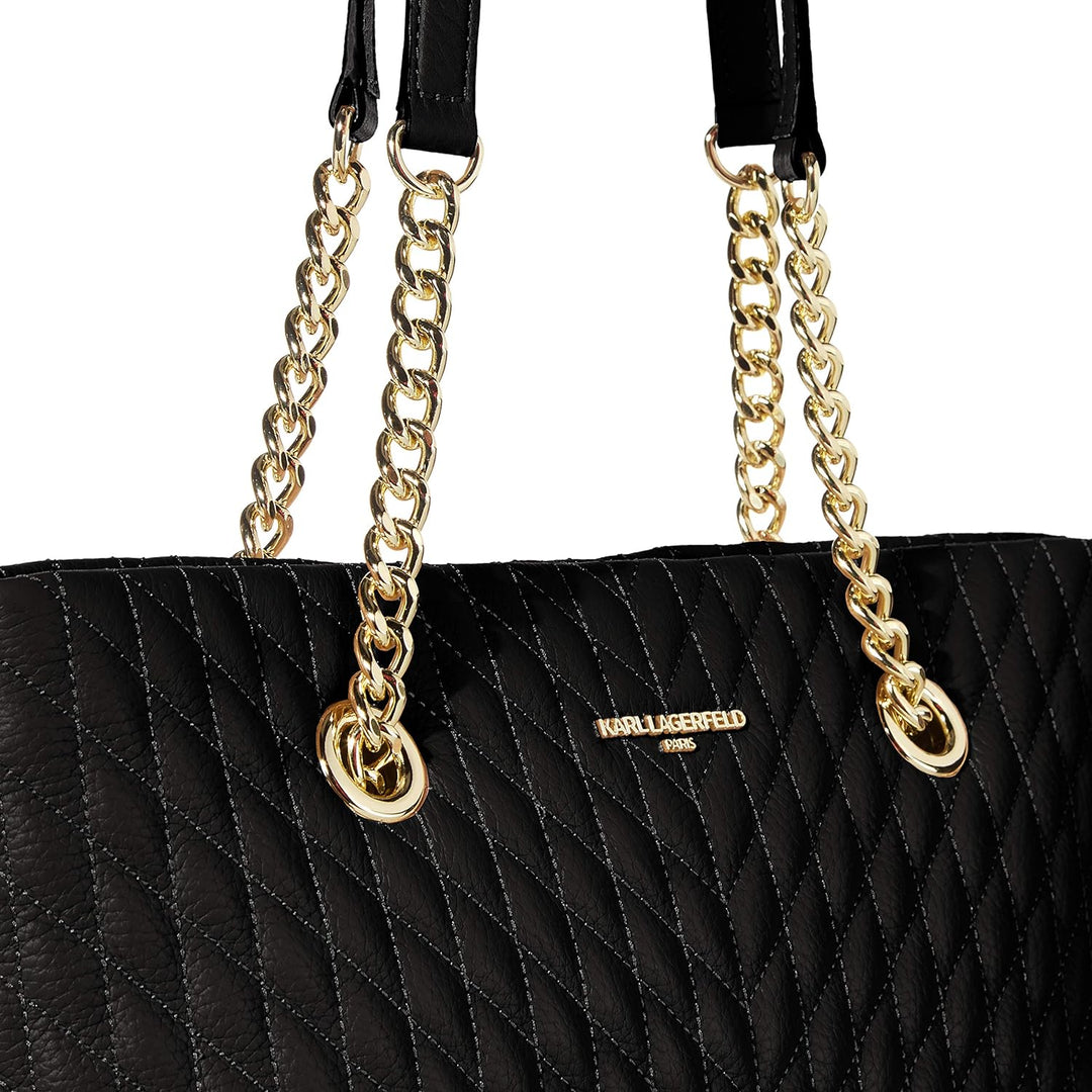 Karl Lagerfeld Paris Damen Karolina Lamb Chain Tote Tragetasche Einheitsgrösse Schwarz / Gold, Einhe
