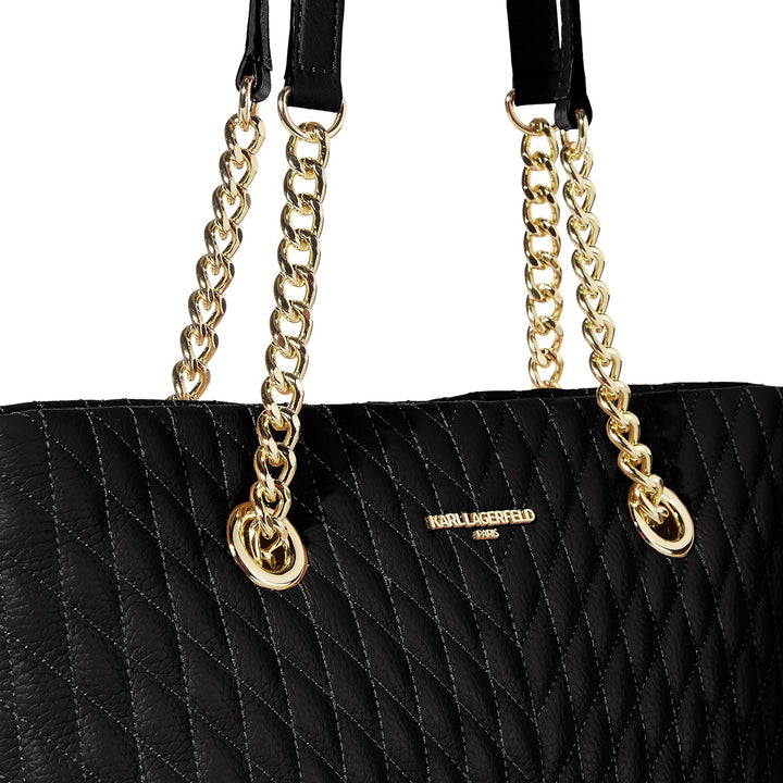 Karl Lagerfeld Paris Damen Karolina Lamb Chain Tote Tragetasche Einheitsgrösse Schwarz / Gold, Einhe