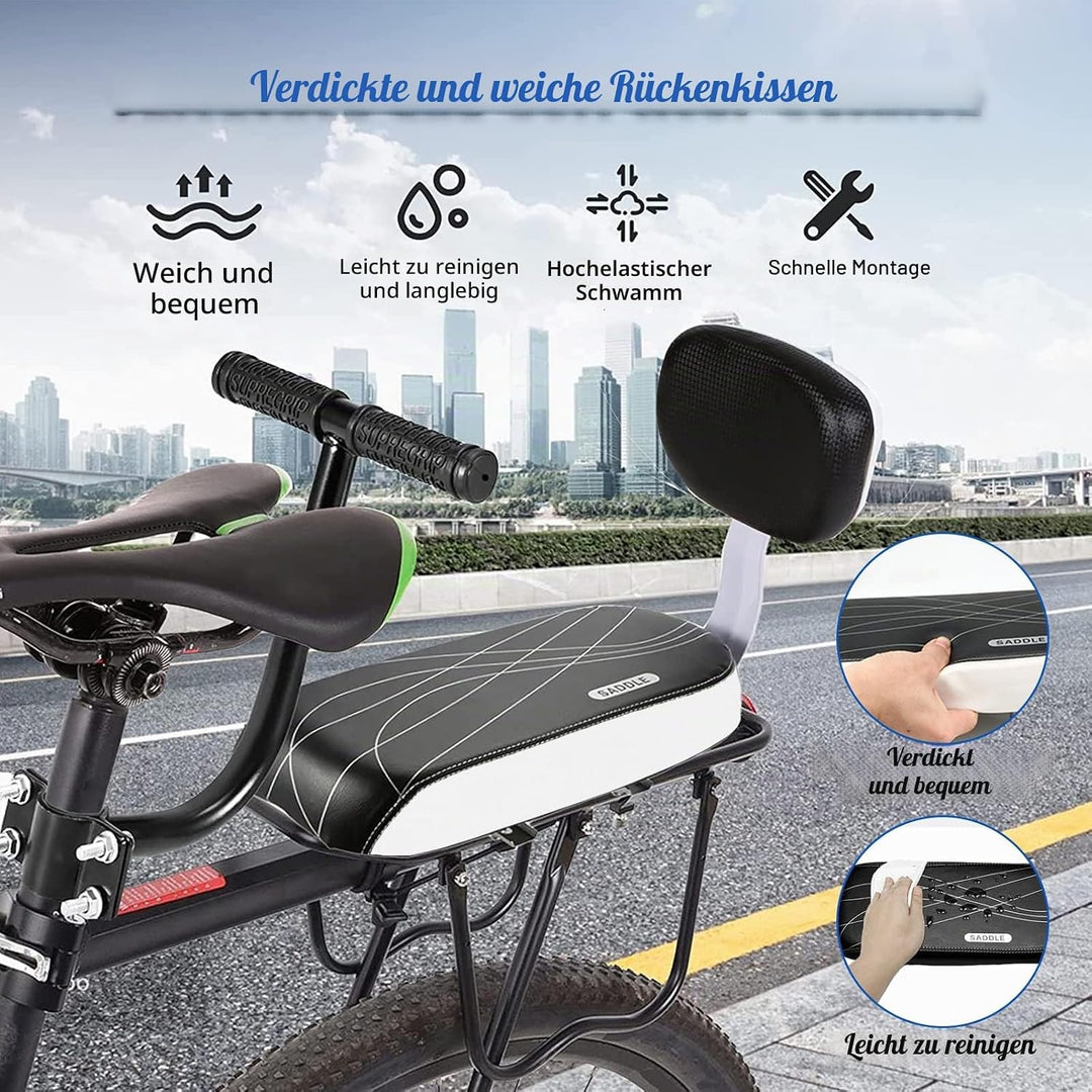 auvstar Kinder Sicherheits Fahrrad Rücksitz Zubehörsatz, Hinteres Sitzkissen Armlehne Fussstütze Set