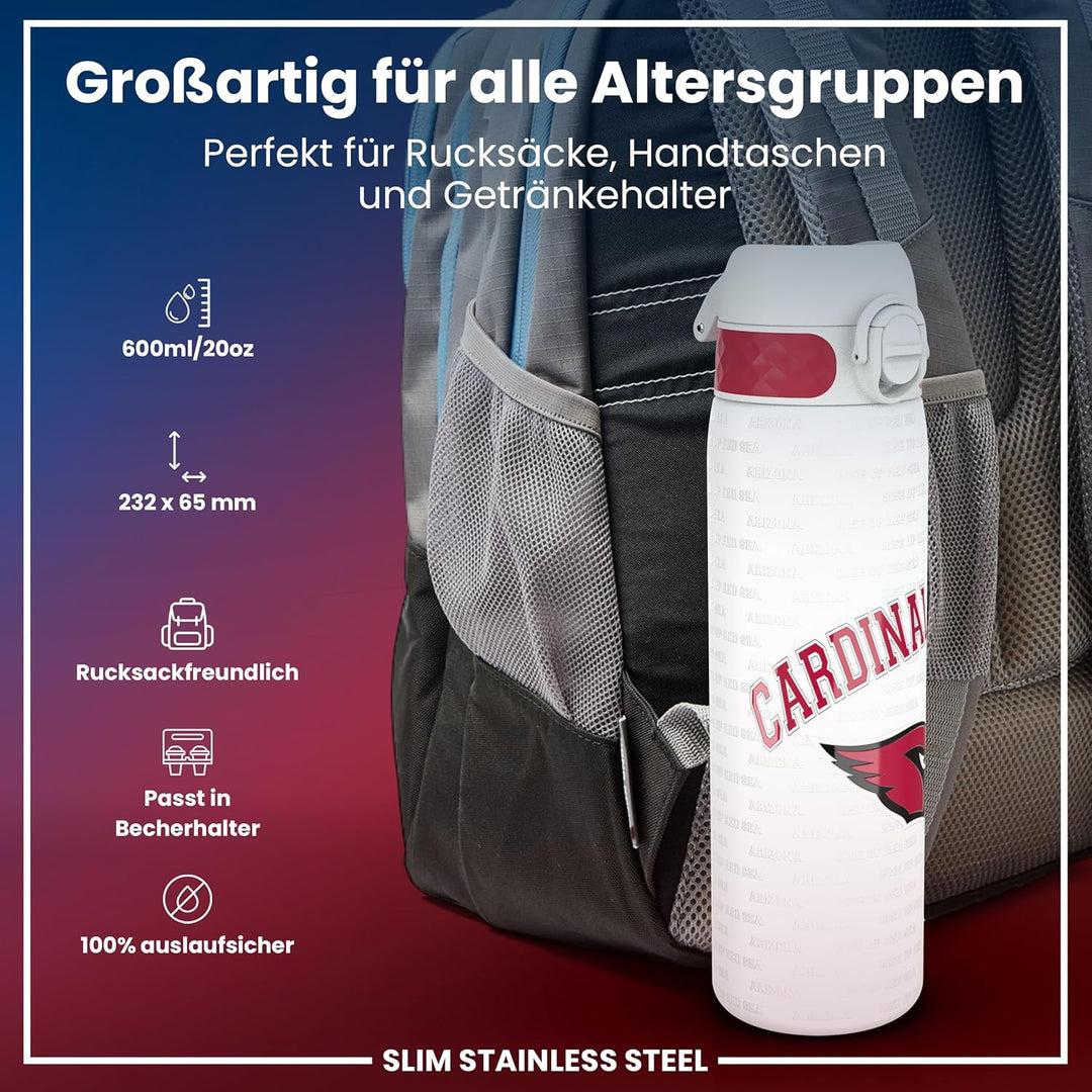 NFL Edelstahl-Trinkflasche, Auslaufsicher, Einhandöffnung, Sichere Verriegelung, Spülmaschinenfest,