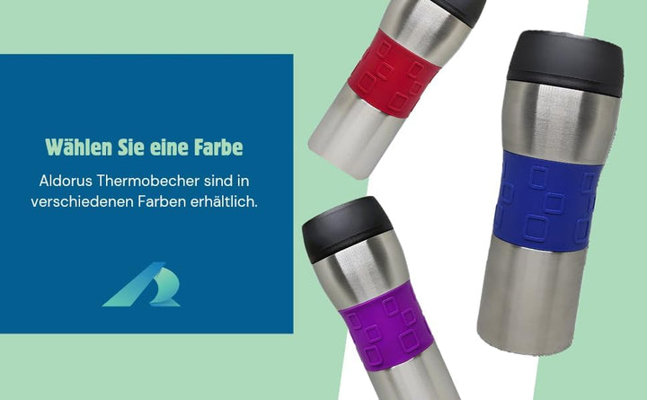 Thermobecher 400 ml – doppelwandig vakuumisoliert (Edelstahl), 4 h heiss / 6 h kalt, 100% auslaufsic