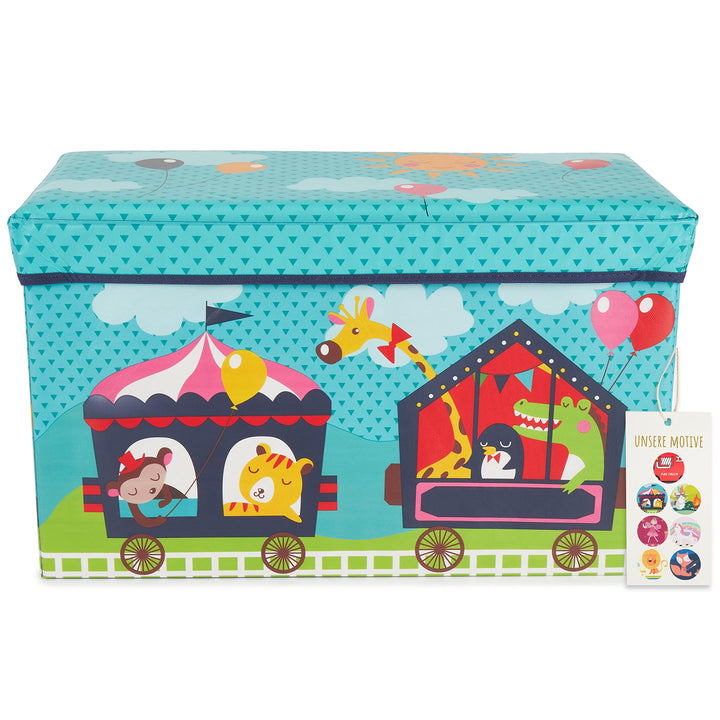 Bieco Aufbewahrungsbox mit Deckel Kinder Zirkus, faltbar, Sitzhocker mit Sitzgelegenheit, und Polste
