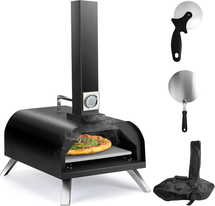 Karinear Pellet Pizzaofen, Outdoor Pizzaofen mit Pizzastein, Zubehör, Holzpellets 12-Zoll-Outdoor-Pi