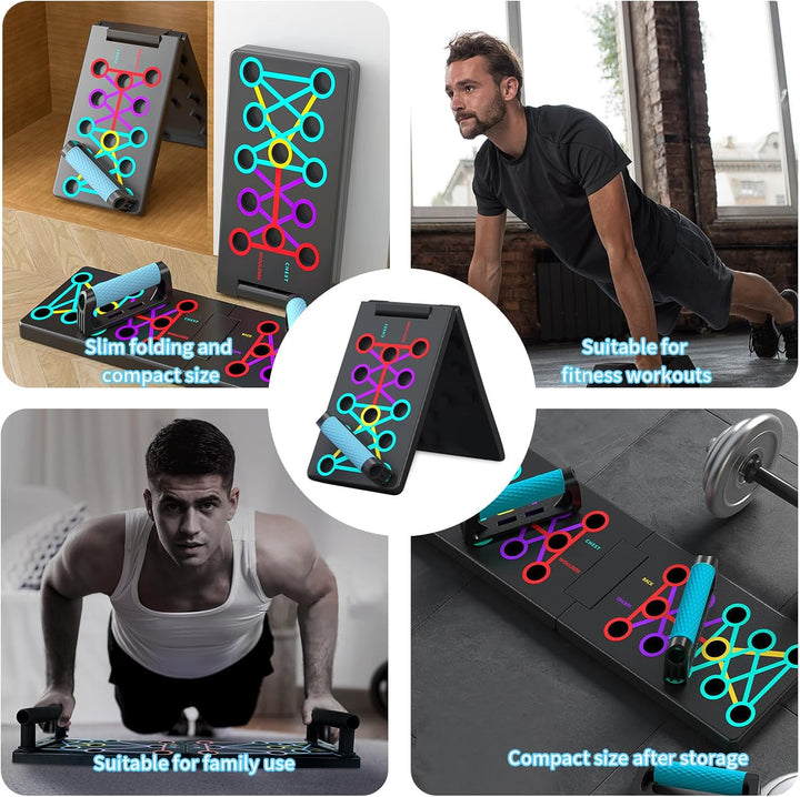 Liegestützbrett Push Up Board Faltbar Tragbar Liegestütze Brett mit Rutschfeste Silikongriffe Fitnes