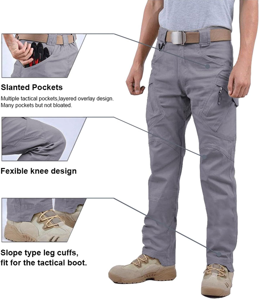 FEDTOSING Cargohose Herren Vintage Militär Tactical Hosen mit Stretch Arbeitshose Outdoor Viele Tasc