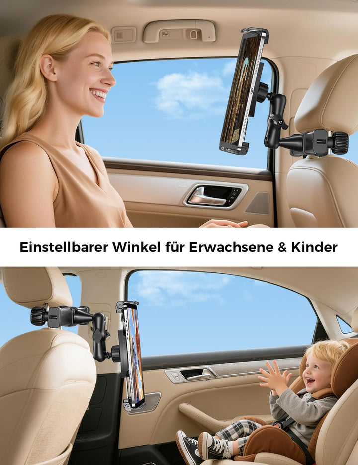 OHLPRO Tablet Halterung Auto Kopfstütze [Kugelgelagerte Arm+Metall Faltklemme] Universelle KFZ Table