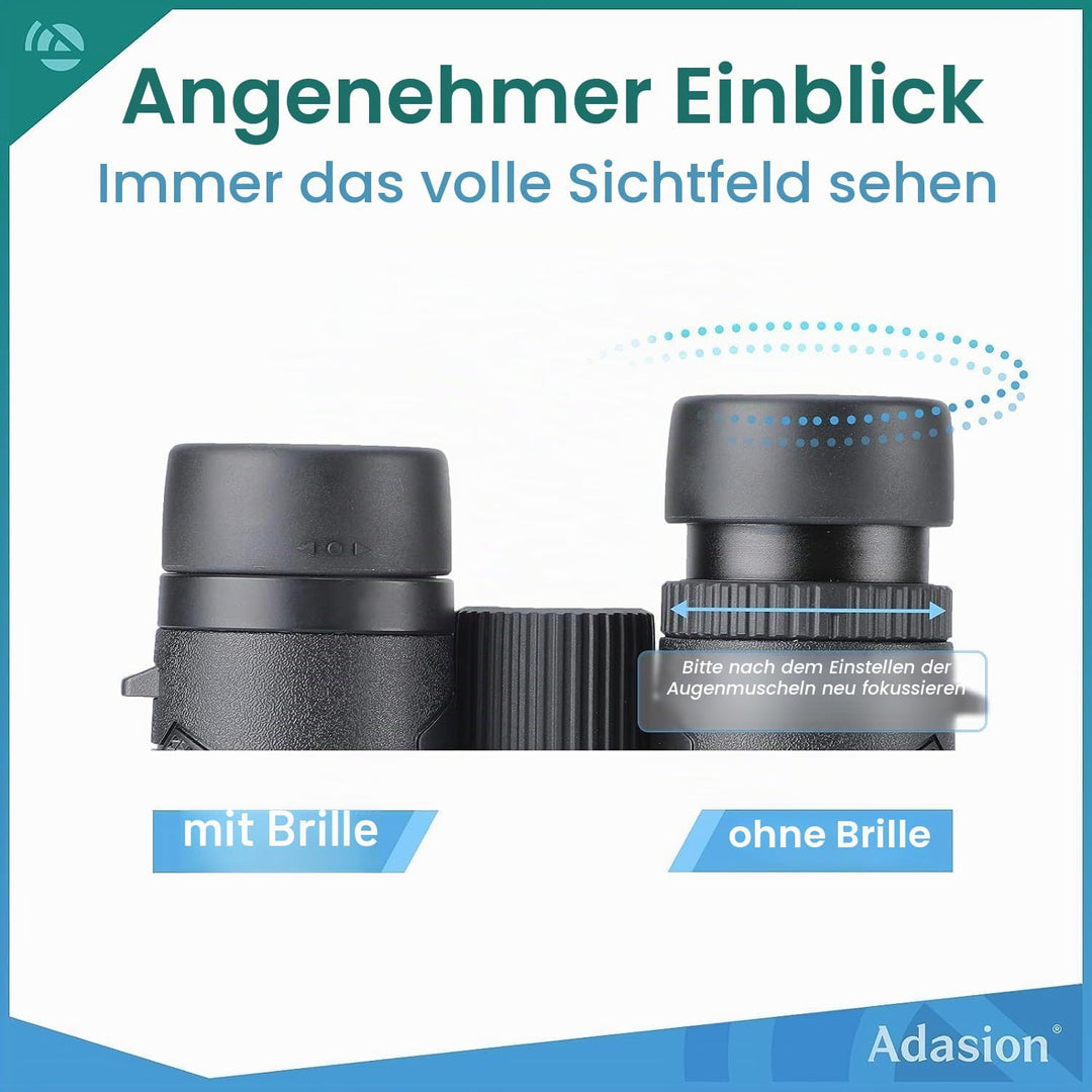 Adasion 12x42 HD Fernglas für Erwachsene mit Smartphone-Adapter und Teleskopstativ, Kompakt Fernglas
