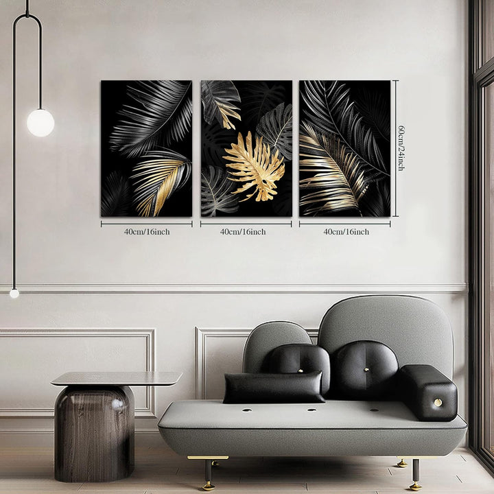 FajerminArt 3 Teilig Leinwandbilder Bilder Abstrakt Schwarzes Gold Baum bild auf leinwand Wandkunst