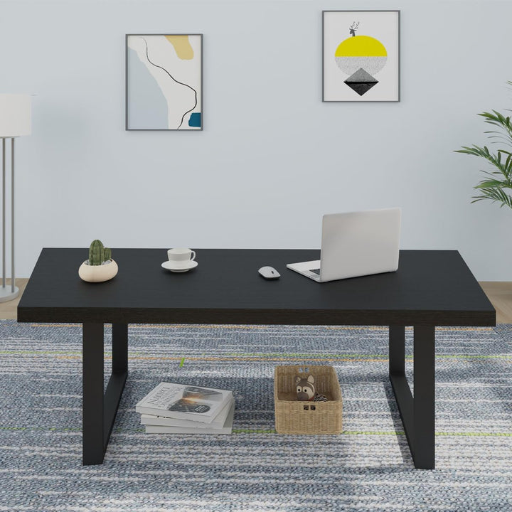 IBF Couchtisch Schwarzer Moderner Industrieller Wohnzimmertisch Minimalistischer Mitteltisch Schlich