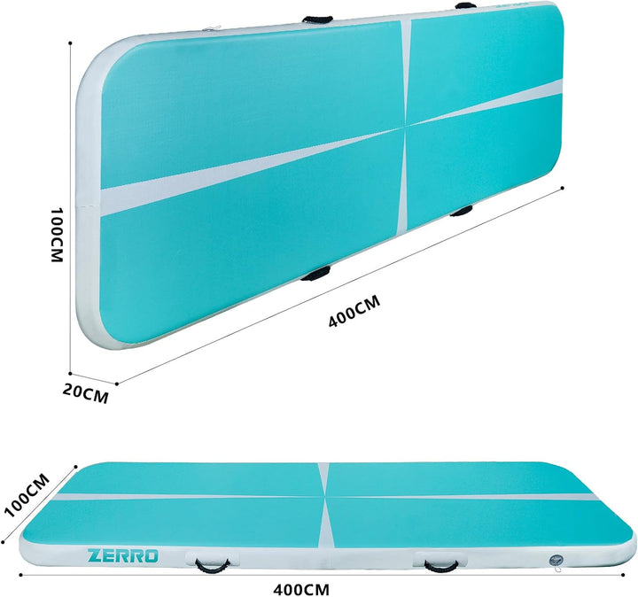 CCLIFE Tumbling Airtrack Turnmatte Rolle Air Roll 1/3/4/5m Aufblasbar Gymnastik klappbar mit Elektri