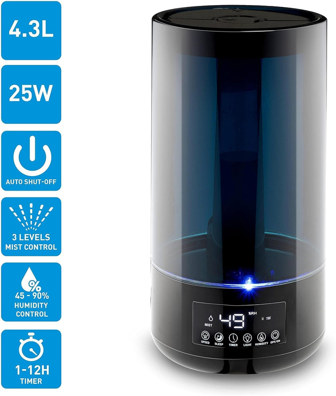 Grundig Luftbefeuchter und Aroma Diffuser 4,3L - Diffuser Ätherische Öle - Humidifier mit Hygrometer