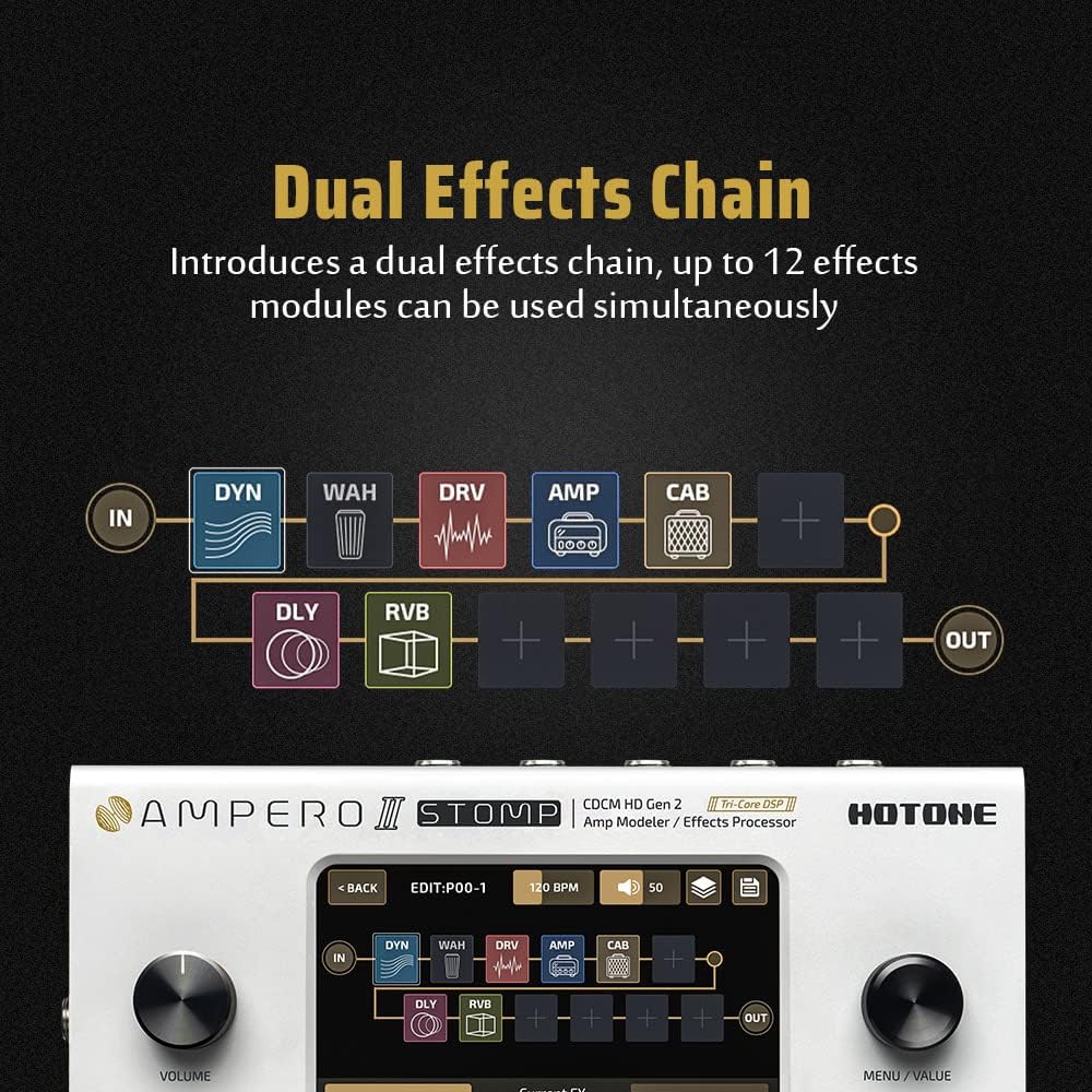 HOTONE Gitarre Bass Multi-Effekte Prozessor Gitarren Bass Effektpedal Touchscreen Gitarre Bass Amp M