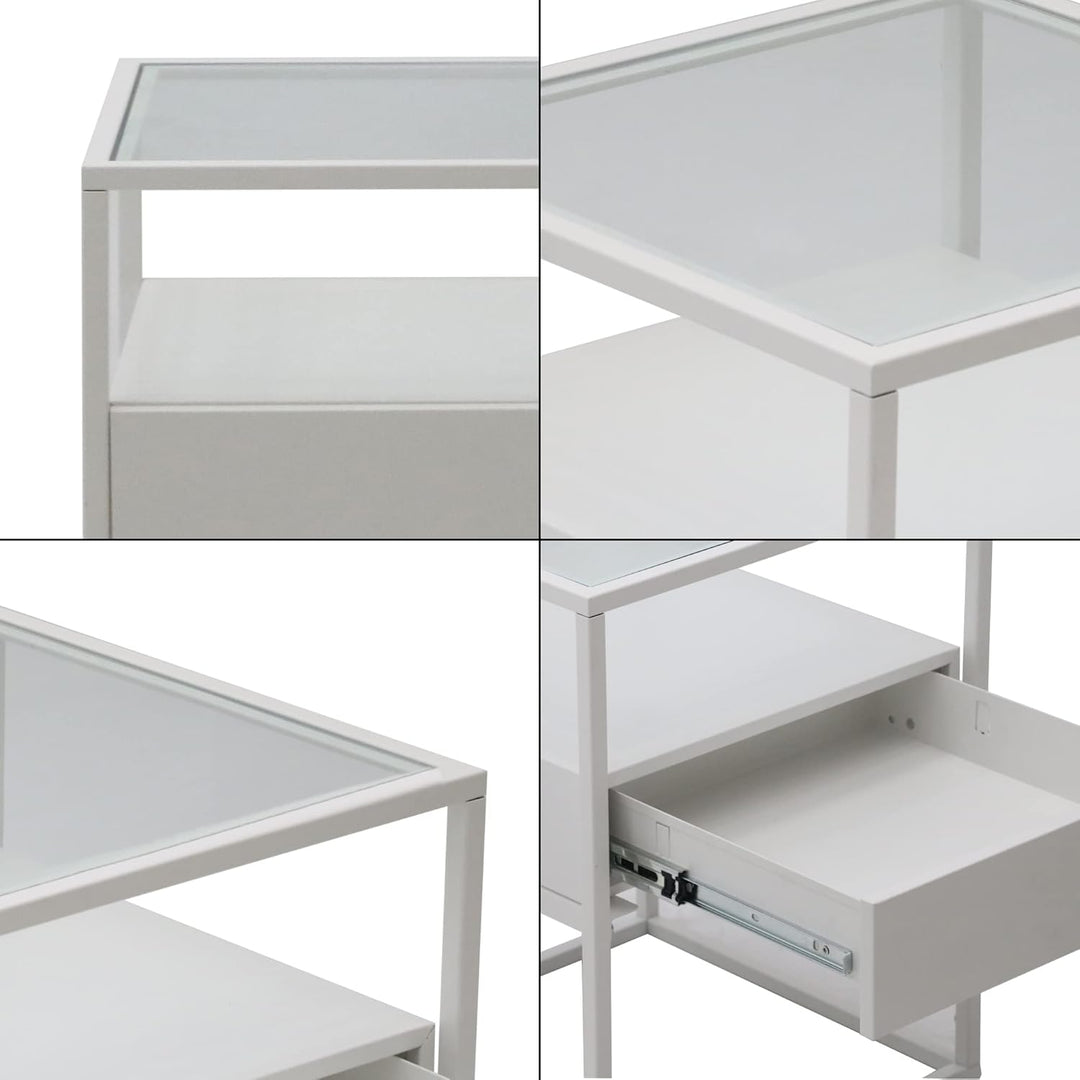 [en.casa] Beistelltisch Vissenbjerg Nachttisch mit 1 Schublade Wohnzimmertisch 51 x 40 x 40 cm Sofat