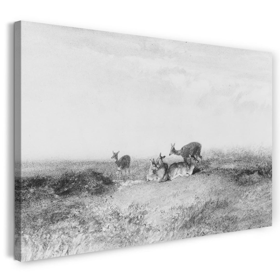 Printed Paintings Leinwand (80x60cm): Karl Bodmer - Hirsch in Einer Landschaft 80x60 cm, 80x60 cm