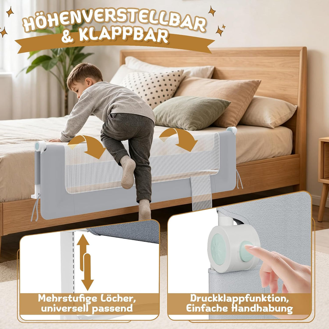1st Bettgitter Bettschutzgitter Kinderbettgitter für Kinder, Rausfallschutz Bett Babybettgitter Klap