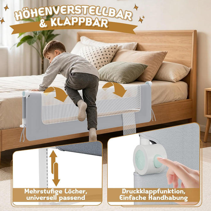1st Bettgitter Bettschutzgitter Kinderbettgitter für Kinder, Rausfallschutz Bett Babybettgitter Klap