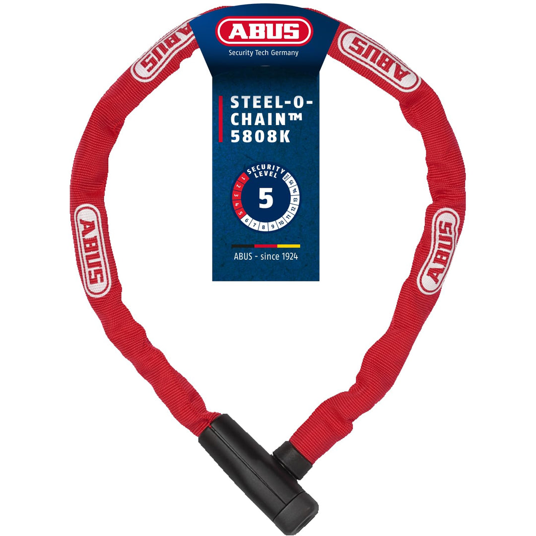 ABUS Kettenschloss Steel-O-Chain 5805K – Fahrradschloss aus Stahl – ABUS-Sicherheitslevel 5 Rot 75 c