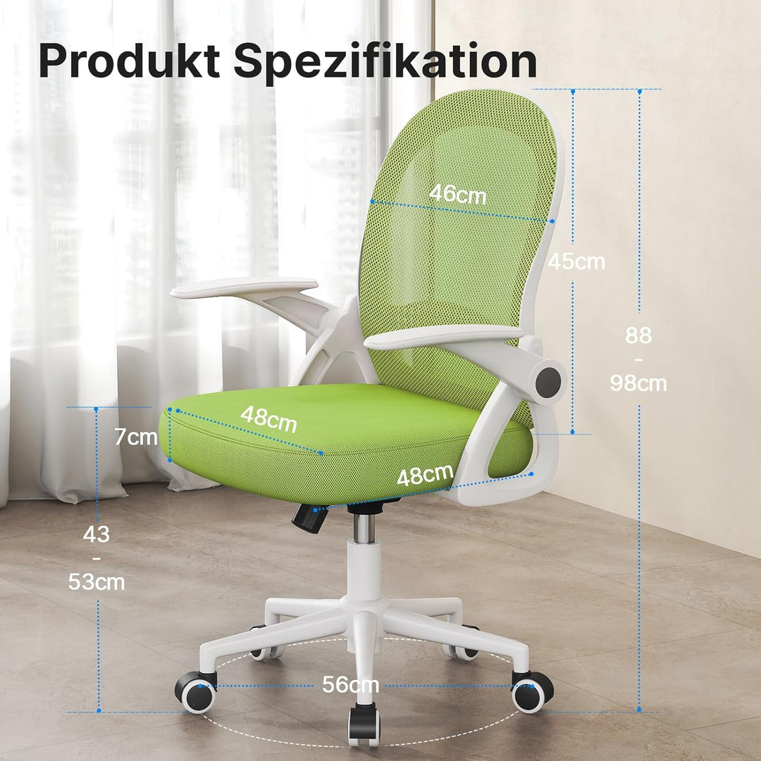 naspaluro Bürostuhl, Ergonomischer Schreibtischstuhl mit Atmungsaktiv Netzbespannung, Hochklappbare
