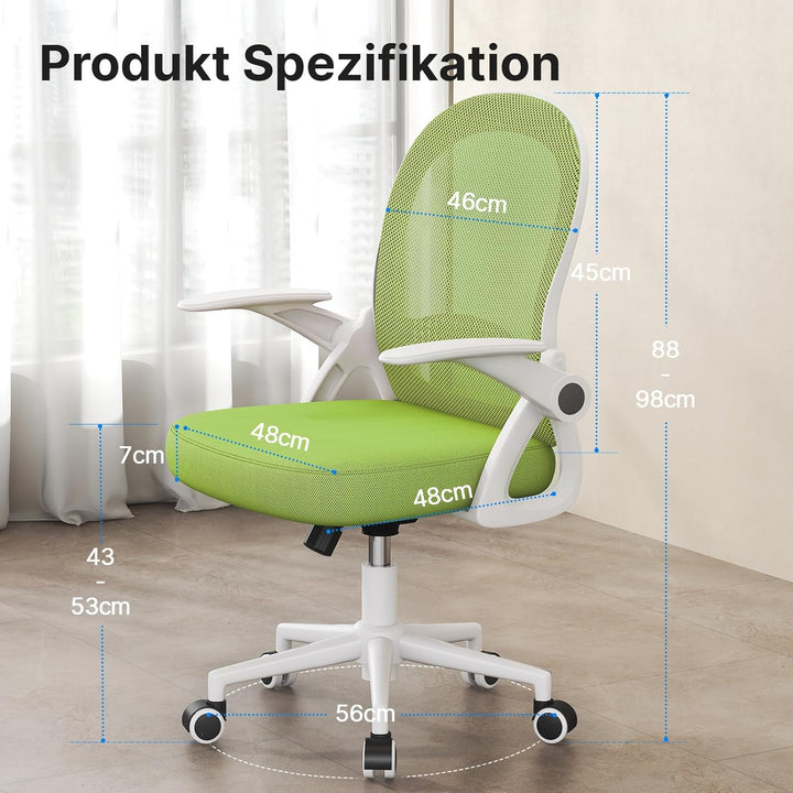 naspaluro Bürostuhl, Ergonomischer Schreibtischstuhl mit Atmungsaktiv Netzbespannung, Hochklappbare