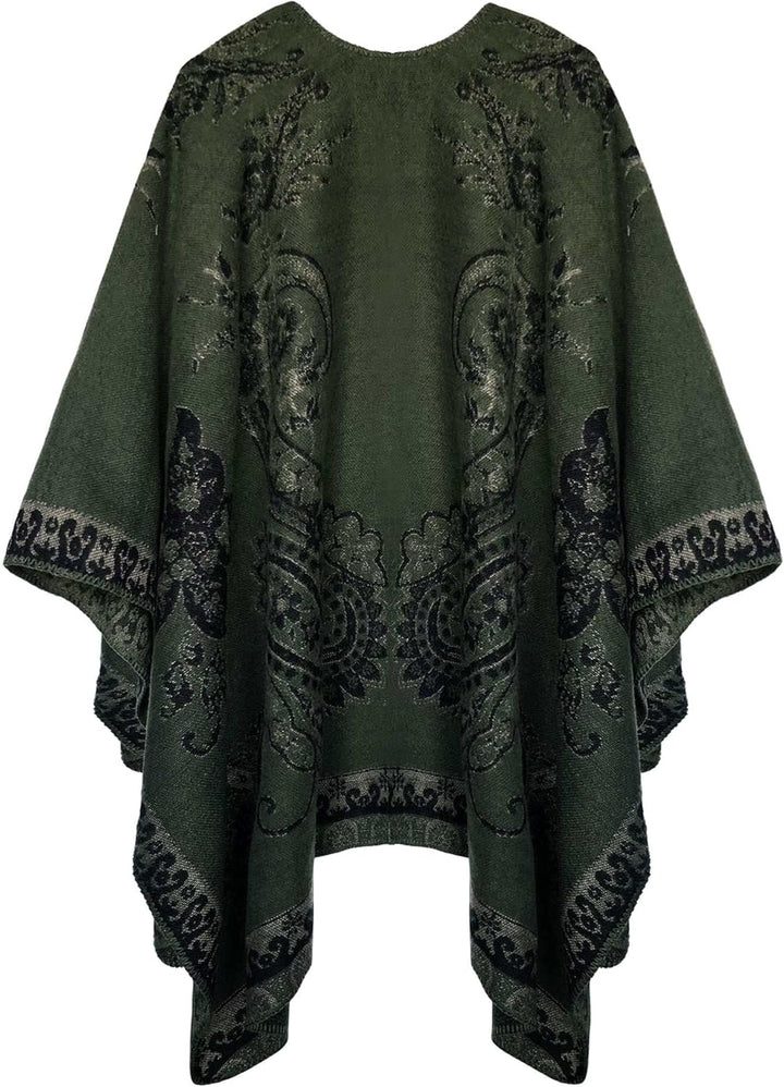 Damen Warm Offene Front Strick Schals und Wraps Floral Elegante Cardigans Poncho Cape Coat Mantel Du