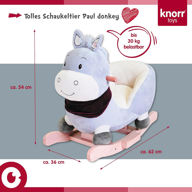 Knorrtoys 40375 Schaukeltier Paul Donkey Grey mit Sound