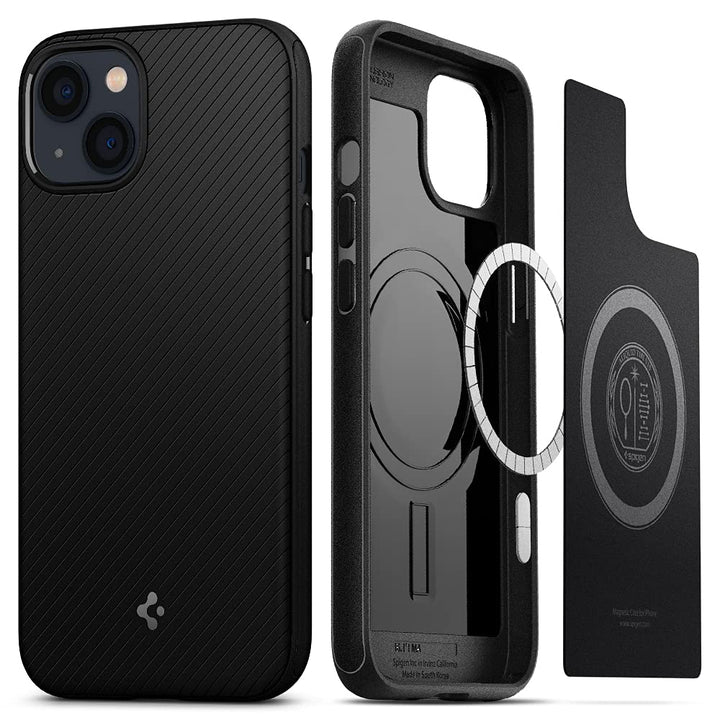Spigen Mag Armor MagFit Hülle Kompatibel mit iPhone 13 Kompatibel mit MagSafe Magnetisch -Matte Blac