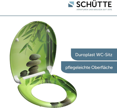 SCHÜTTE WC-Sitz Duroplast GREEN GARDEN, Toilettensitz mit Absenkautomatik und Schnellverschluss für