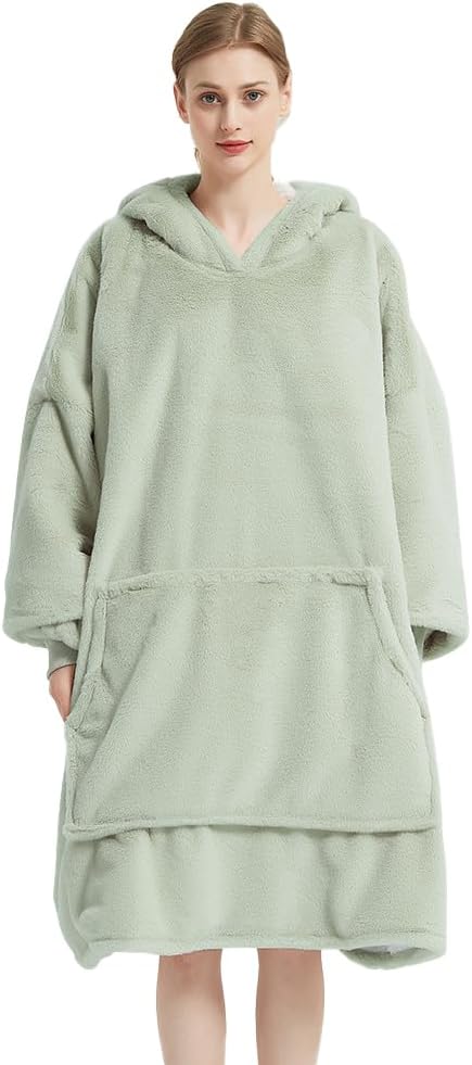 Lanqinglv TV-Decke mit Ärmeln und Fusstasche,Decke Hoodie Sweatshirt,Oversized Damen/Herren Kapuzenp
