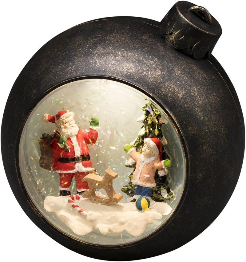 Konstsmide LED Weihnachtskugel Weihnachtsmann mit Kindern, wassergefüllt, 5h Timer, warm weisse Diod