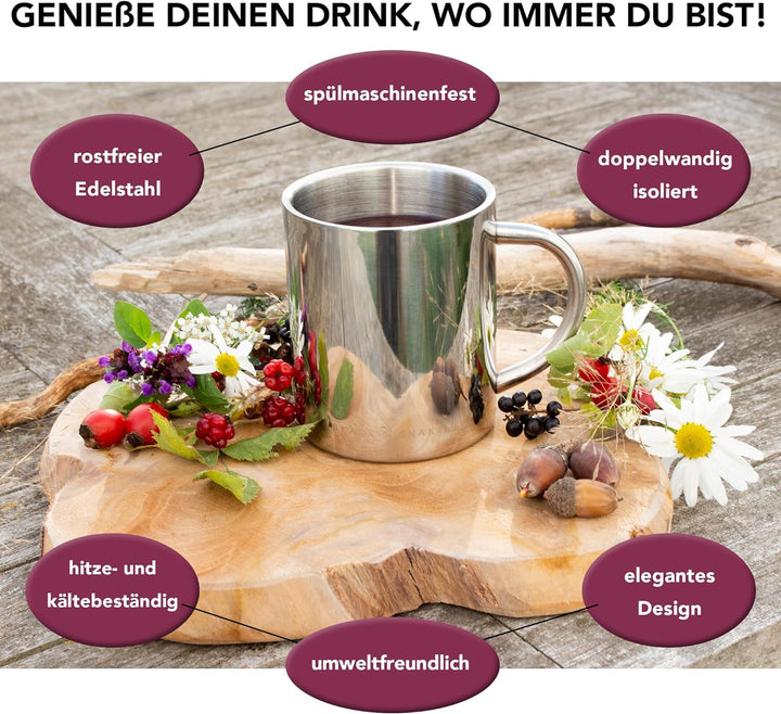 Black Snake® Camping-Thermobecher | Edelstahl-Tasse zum Campen | Outdoor-Thermotasse 300 ml | Set au