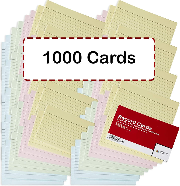 [1000 Stück] Karteikarten A7 Liniert Farbige | Lernkarten A7 Liniert Farbige | Karteikarten Gross (5