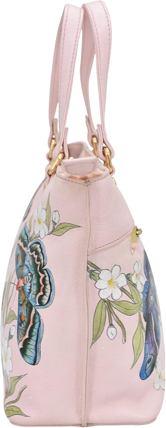 Anuschka Original handbemalte Damen-Tragetasche aus echtem Leder, mittelgross Butterfly Melody, Butt