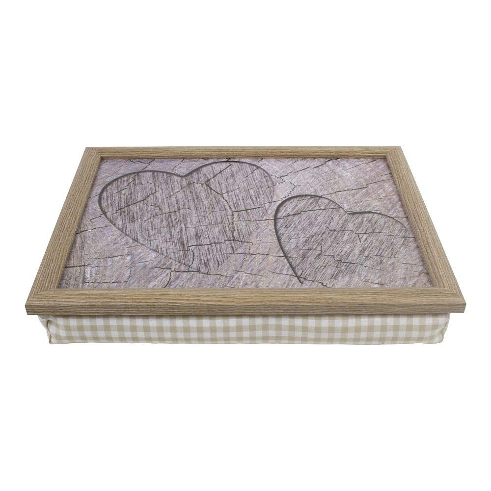 Mars & More - Lapdesk - Taca NA kolana - Drewniane serca - Tree Grey Hearts - 43 x 33 x 7 cm - mit U