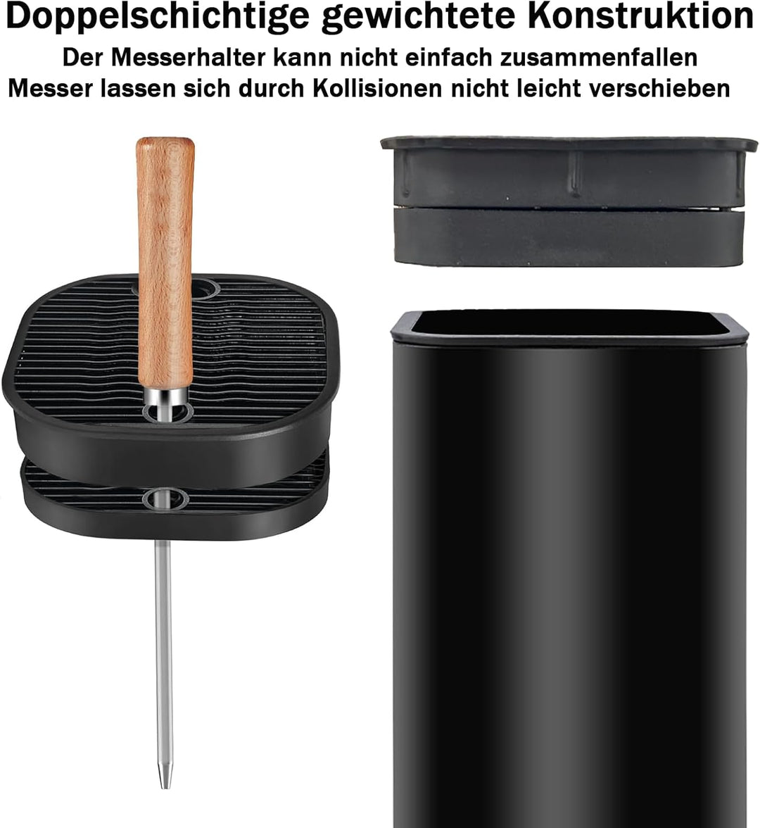 Messerblock Ohne Messer, Moderner Quadratischer Universal-Messerhalter mit 14 +2 Schlitzen und Drain
