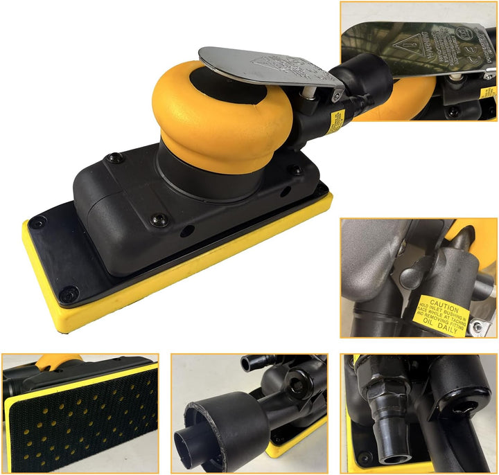 Druckluftschleifer 70x198 mm, Exzenterschleifer mit 10 Schleifgitter, für Holz, Metall, Auto
