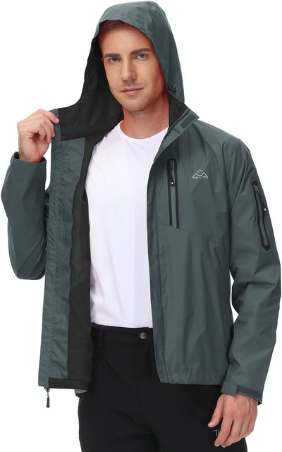 donhobo Herren Regenjacke Outdoor Wanderjacke wasserdichte Atmungsaktive Übergangsjacke Männer Windb