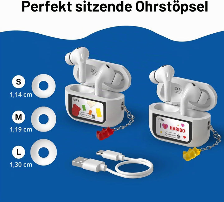 HARIBO Bluetooth Kopfhörer Kabellose In-Ear-Kopfhörer mit LCD-Touchscreen Case, Bluetooth 5.4 TWS, N