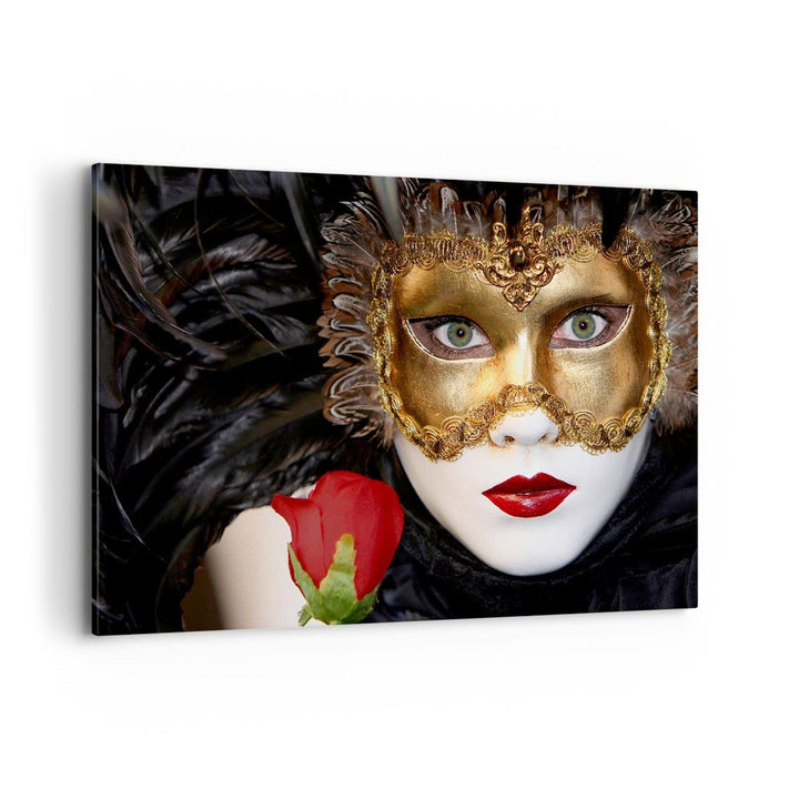 Bilder auf Leinwand 100x70cm Leinwandbild Karnevalsmaske Maskottchen grüne Lippen Gross Wanddeko Bil