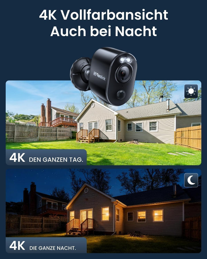 Reolink Solar Überwachungskamera Aussen Akku WLAN, 2K 4MP Farbnachtsicht, Personen/Fahrzeugerkennung