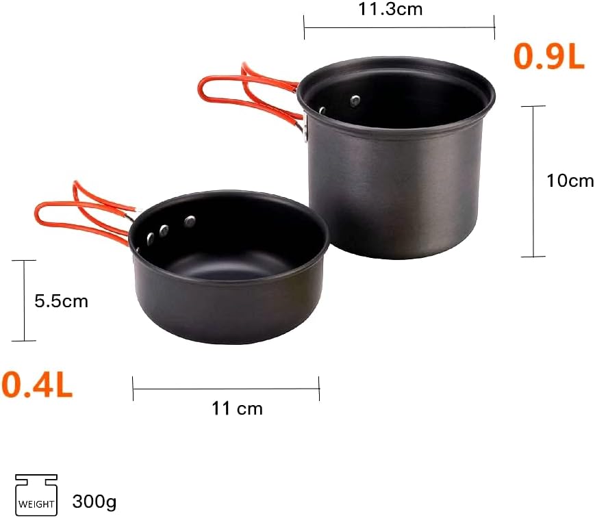 Bulin Camping Kochgeschirr Set,Outdoor Camping Kochset Aluminium,Camping Töpfe und Pfannen für 1-2-4