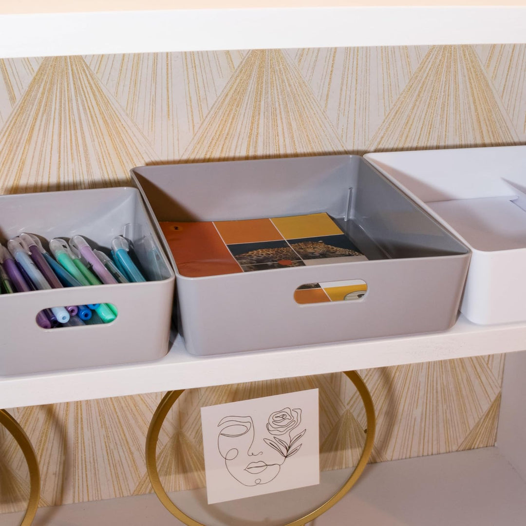 3x Ordnungsboxen - 6 cm hoch - WEIss - 25x20x6cm - 2,6 Liter - DINA5 Ordnungskorb - Schubladenorgani