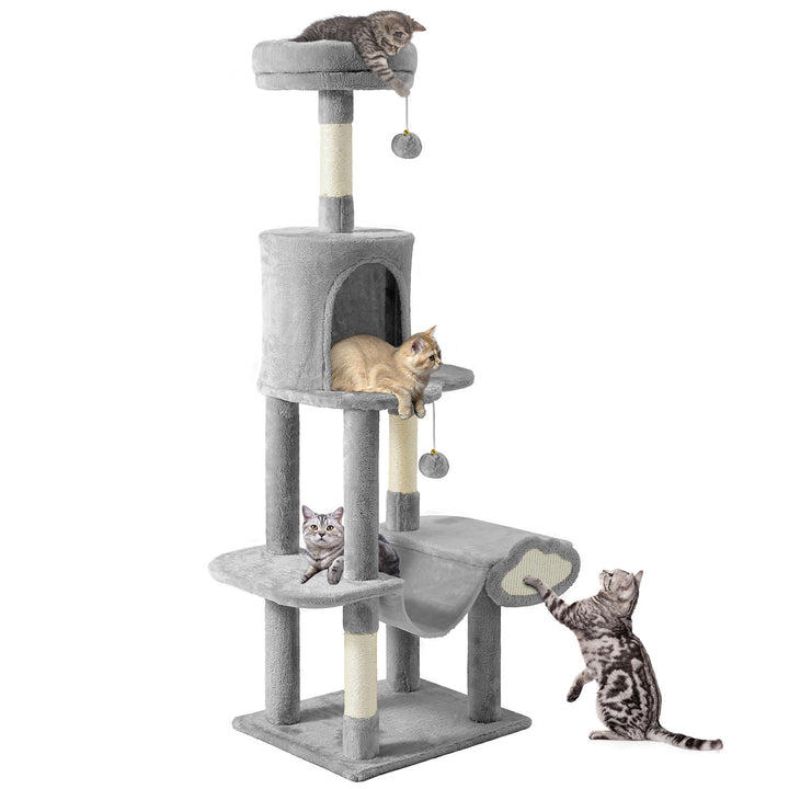 YITAHOME Kratzbaum, Stabiler Kratzbaum für Katzen, mehrstöckiger Kletterbaum mit Hängematte, hohes,