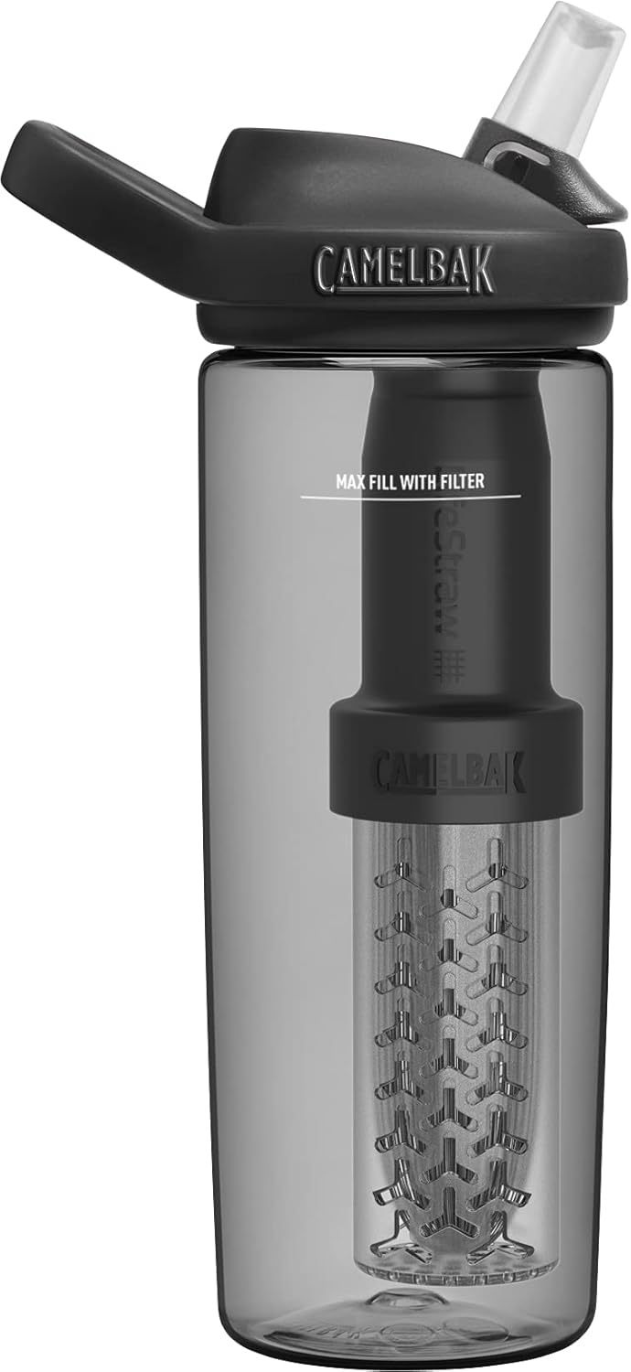 Camelbak Eddy+ gefiltert durch Lifestraw Water Bottle Holzkohle Holzkohle 600ML, Holzkohle 600ML