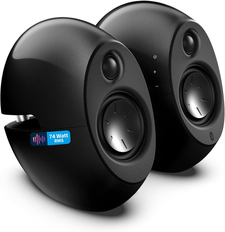 EDIFIER Luna E25 Design-Lautsprecherset mit Bluetooth (74 Watt), schwarz schwarz glänzend, schwarz g