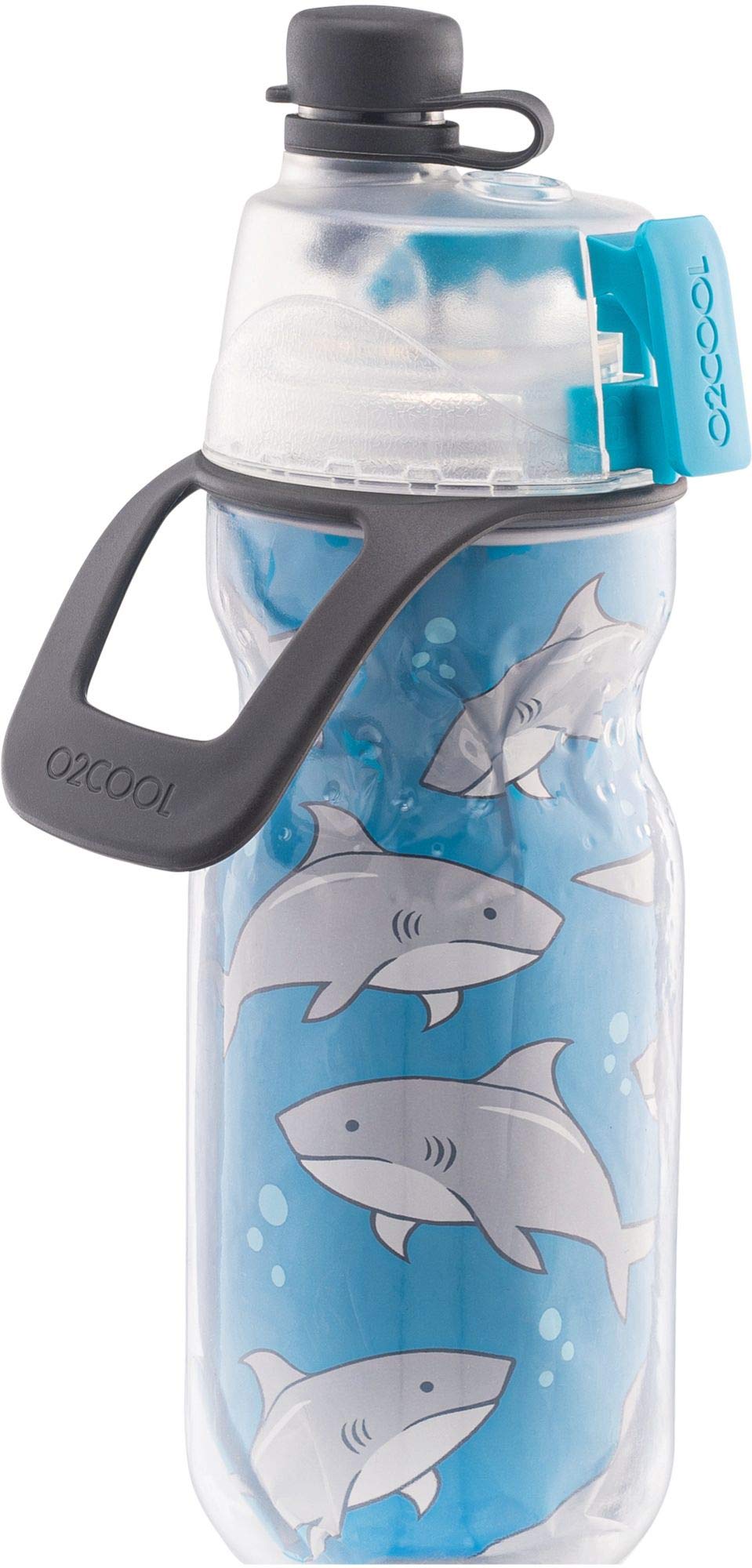 O2COOL Flasche Kids Mist N' Sip Sprühflasche, Kunststoff, Haie, 12 oz, Haie