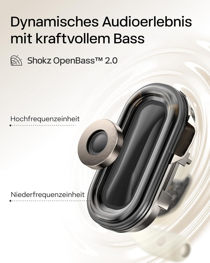 SHOKZ OpenFit 2 Open-Ear-Kopfhörer, True-Wireless-Bluetooth-Ohrhörer mit Mikrofon, Ohrbügel-Open-Ear
