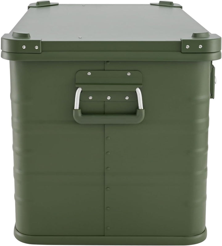 ALUBOX Alukiste abschliessbar E78G OLIVGRÜN - Premium Lagerbox 78 Liter - Materialstärke 1mm - Decke