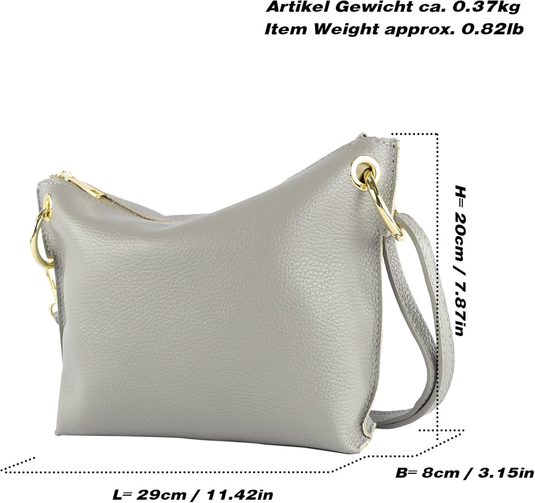 modamoda de T243 Damen Leder Umhängetasche Schultertasche handmade in Italy Signalblau, Signalblau